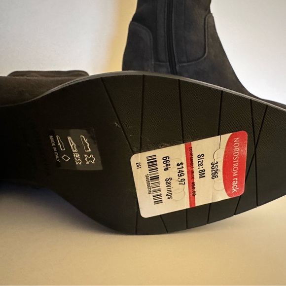 Aquatalia Tilly Grey Stretch Suede Weatherproof Ankle Zip Block Heel Boots 8M - Picture 7 of 7